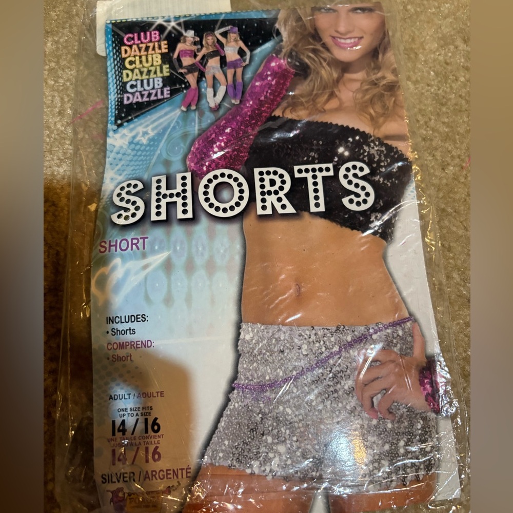 New! Silver sequin Women's Shorts costume one size